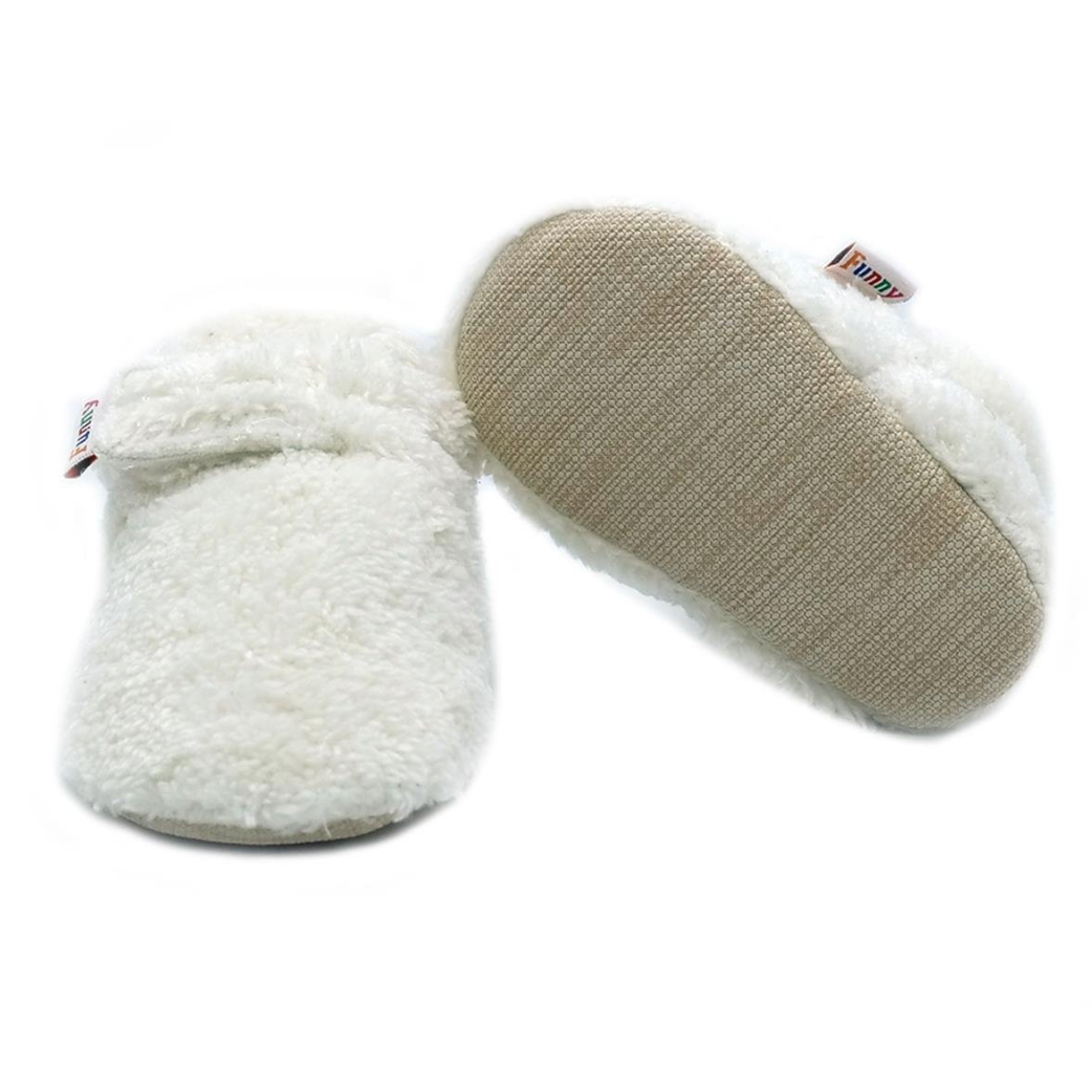 Chaussons Bébé Souples Physiologiques Antidérapants – Chaussures Premiers Pas Barefoot en Coton - Fluffy velcro
