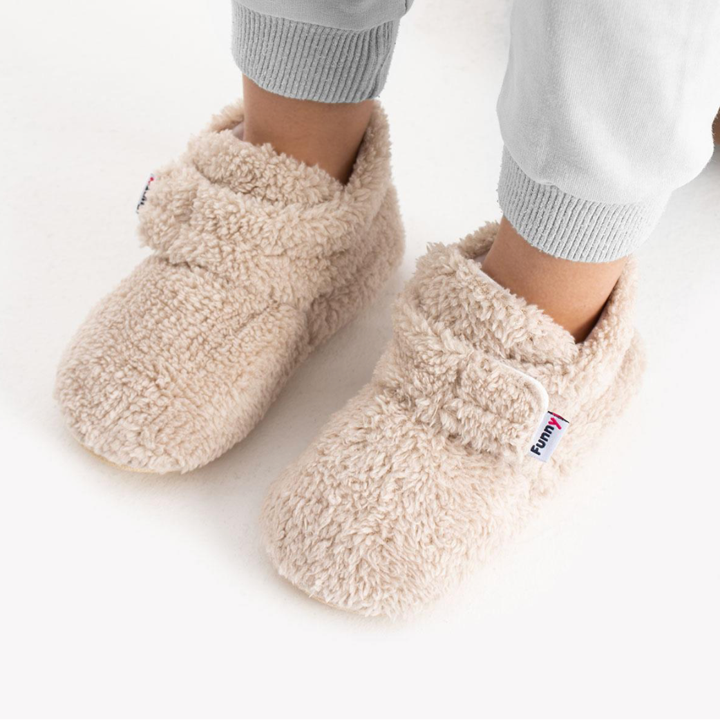 Chaussons Bébé Souples Physiologiques Antidérapants – Chaussures Premiers Pas Barefoot en Coton -  Fluffy velcro