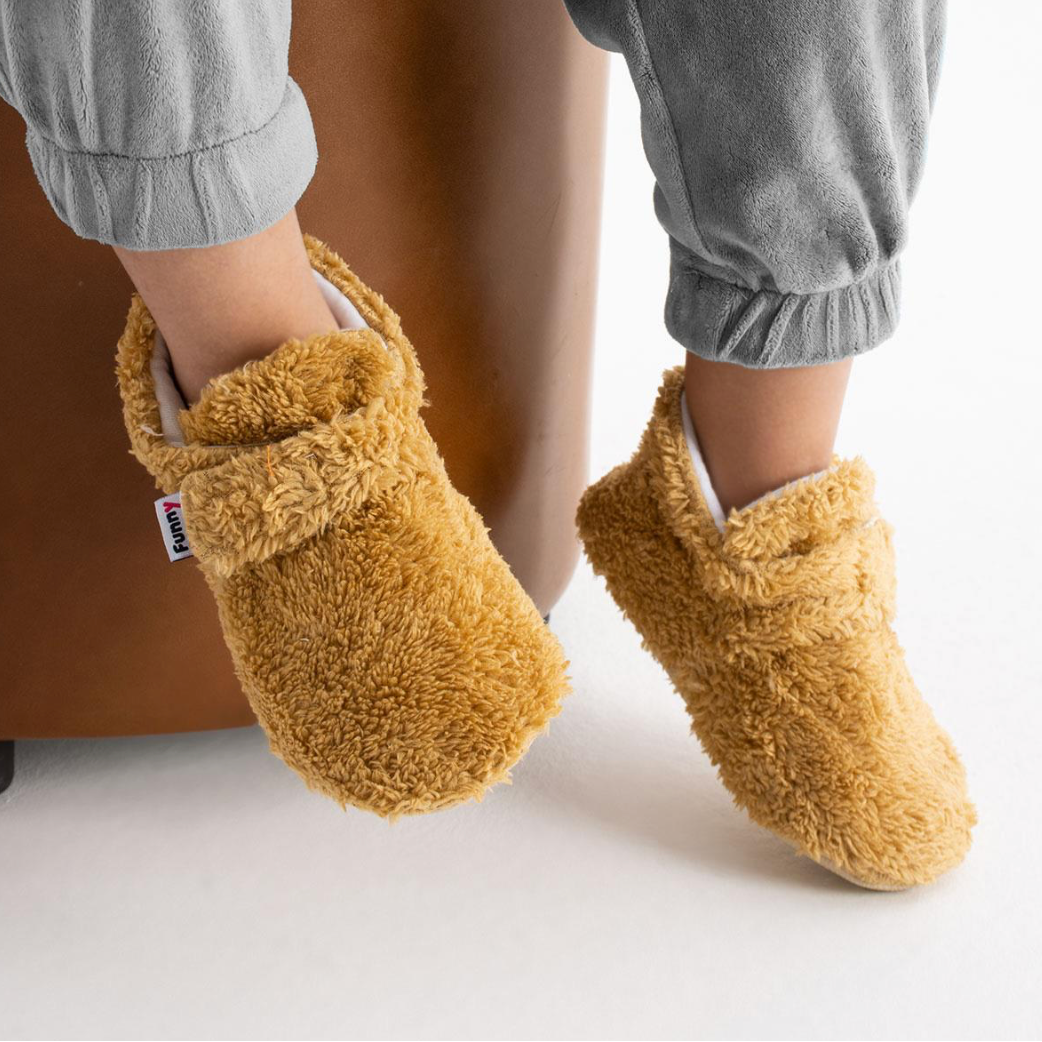 Chaussons Bébé Souples Physiologiques Antidérapants – Chaussures Premiers Pas Barefoot en Coton -  Fluffy velcro