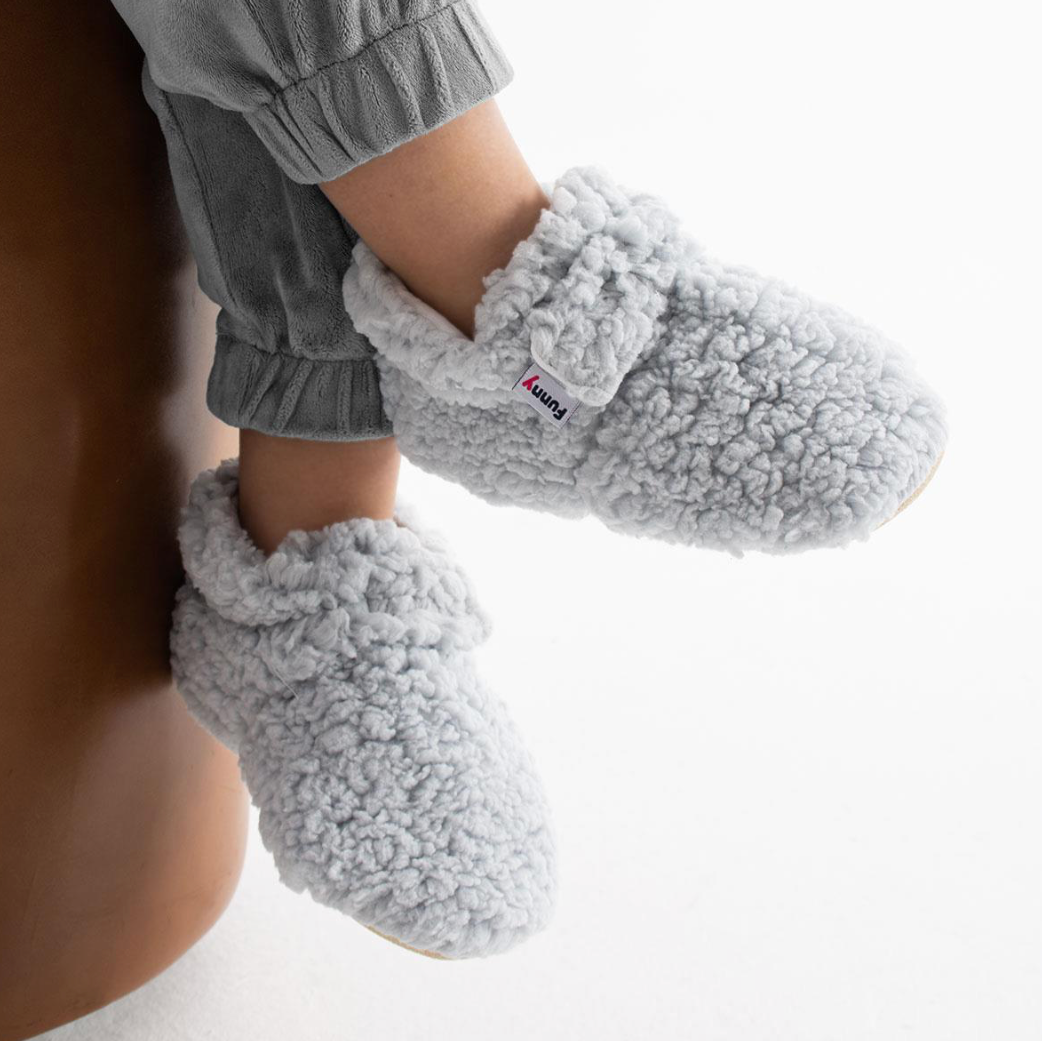 Chaussons Bébé Souples Physiologiques Antidérapants – Chaussures Premiers Pas Barefoot en Coton - Teddy velcro