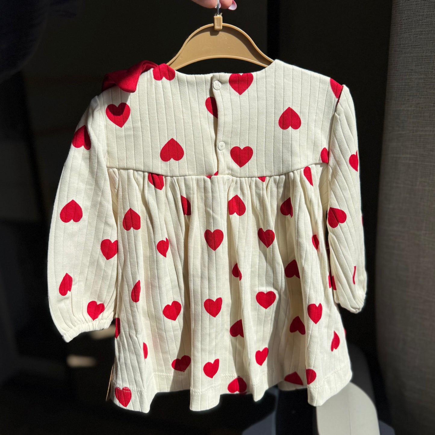 Robe bébé imprimé cœurs rouges – Ensemble avec bandeau