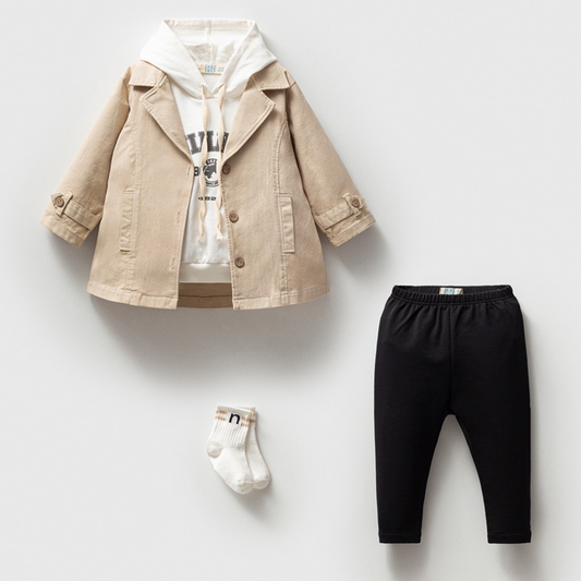 Ensemble bébé fille 4 pièces – sweat, veste, legging et chaussettes
