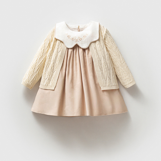 Ensemble bébé fille tricot et velours