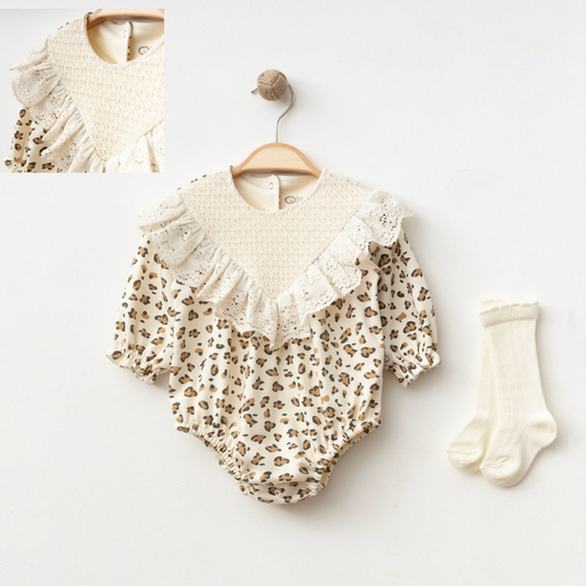 Body bébé fille imprimé léopard avec chaussettes