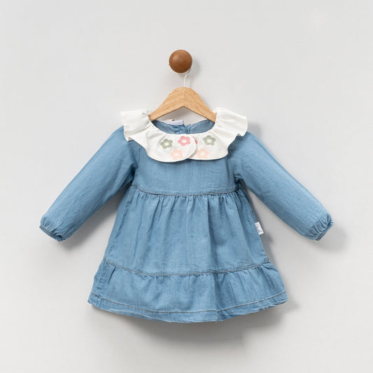 Robe fille coton à col brodé – Jean