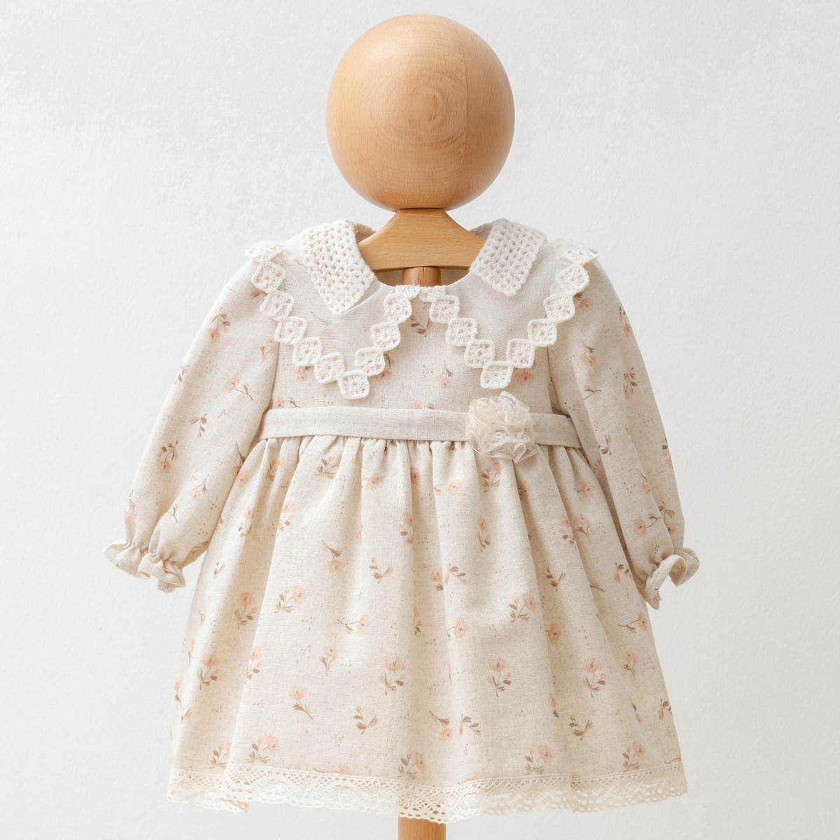 Robe pour fille beige imprimé floral