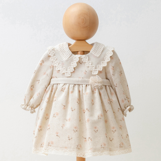 Robe pour fille beige imprimé floral