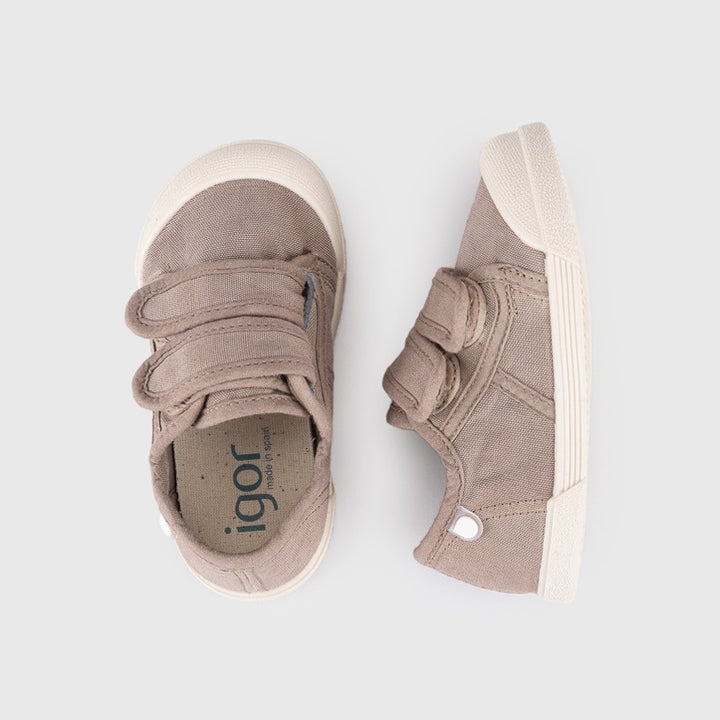 IGOR Lona V Baskets barefoot physiologiques enfant en toile – Semelle souple zéro drop, toe-box large, double velcro