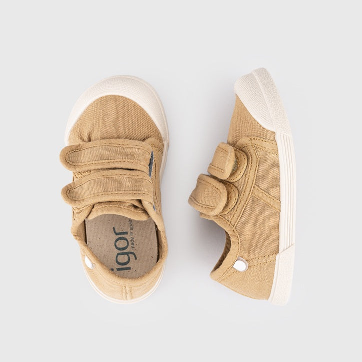 Baskets barefoot enfant IGOR Lona V – couleur Céréal – vue dessus et profil