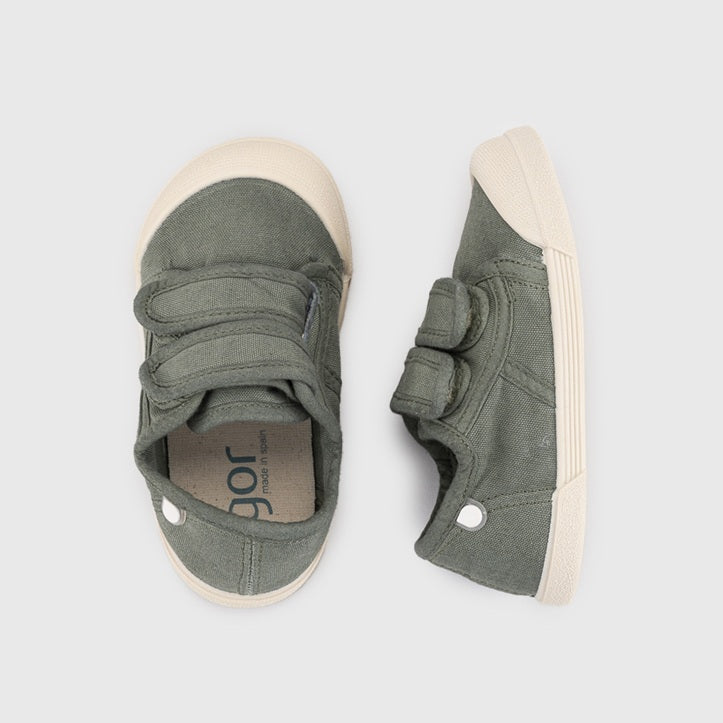 Baskets barefoot enfant IGOR Lona V – couleur Kaki – vue dessus et profil
