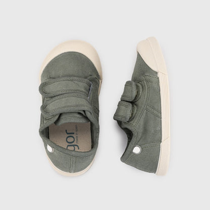 Baskets barefoot enfant IGOR Lona V – couleur Kaki – vue dessus et profil