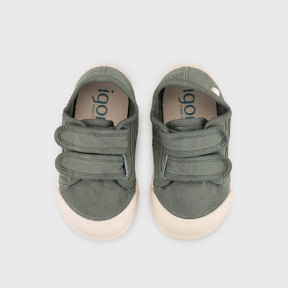 Baskets barefoot enfant IGOR Lona V – couleur Kaki – vue de dessus