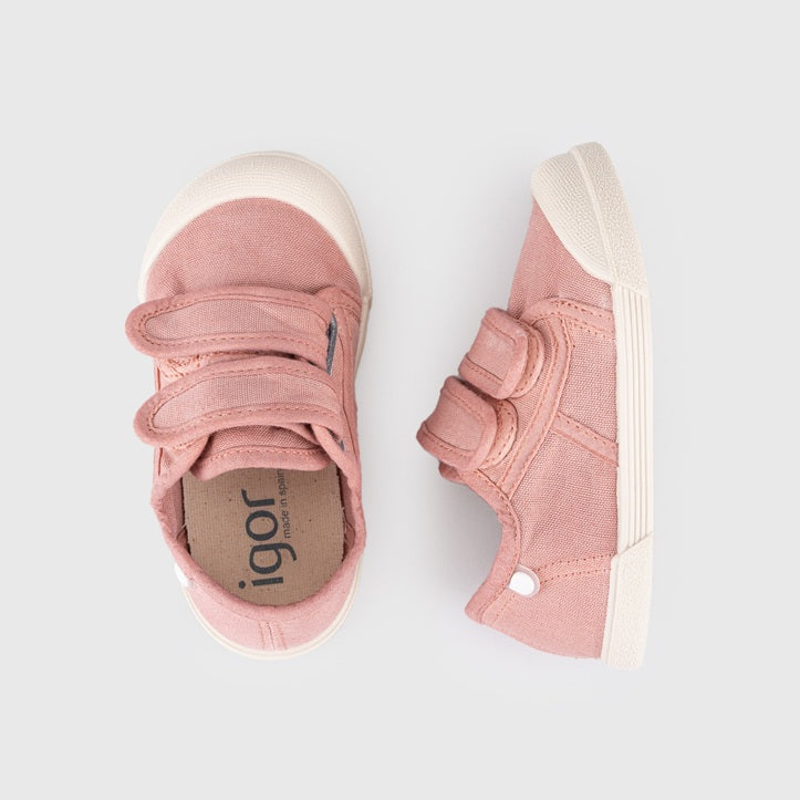 Baskets barefoot enfant IGOR Lona V – couleur Nuevo Rosa – vue dessus et profil