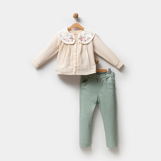 Ensemble fille 2 pièces – Pantalon et blouse