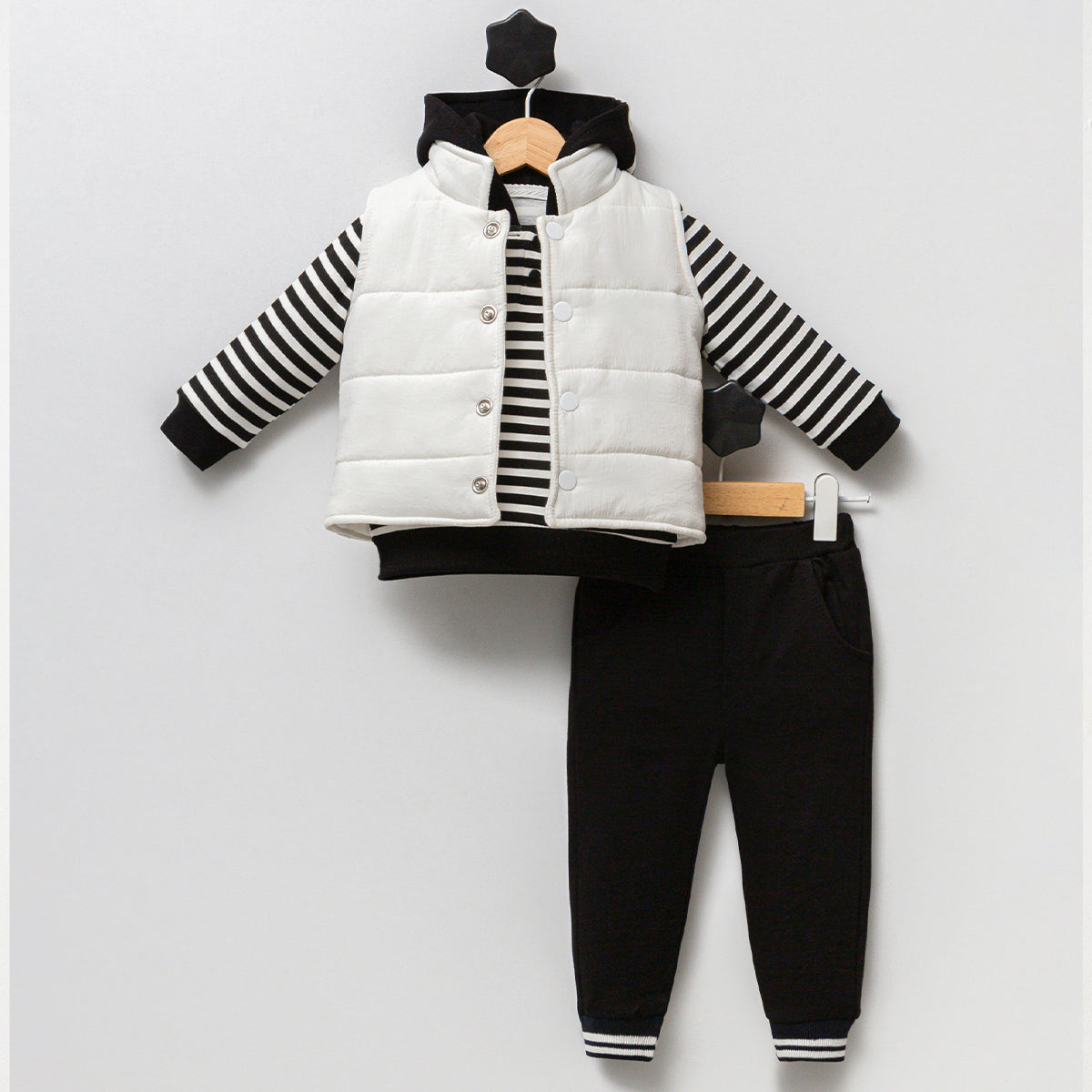 Ensemble garçon 3 pièces rayé – sweat, pantalon et veste