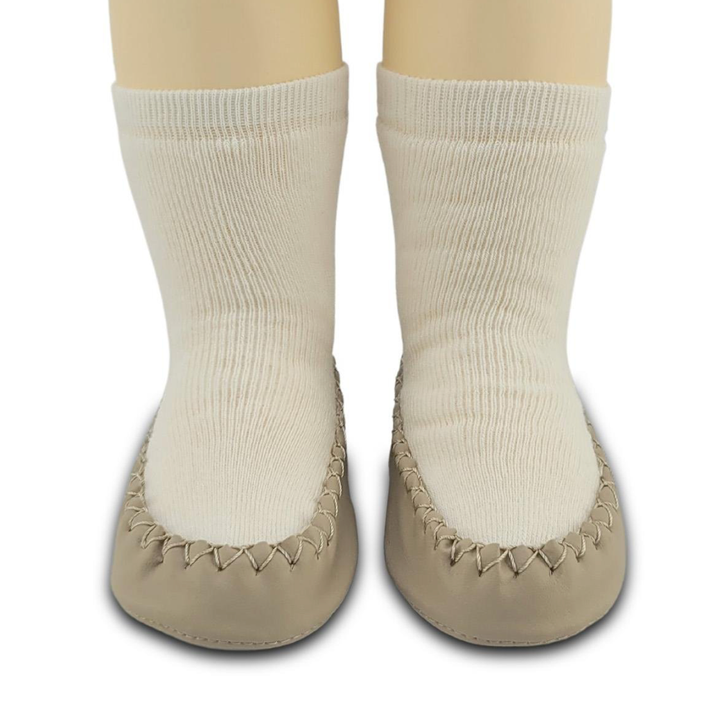 Chaussons-chaussettes antidérapants enfant – Coton souple – couleur Blanc – vue 1