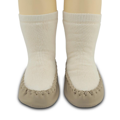 Chaussons-chaussettes antidérapants enfant – Coton souple – couleur Blanc – vue 1