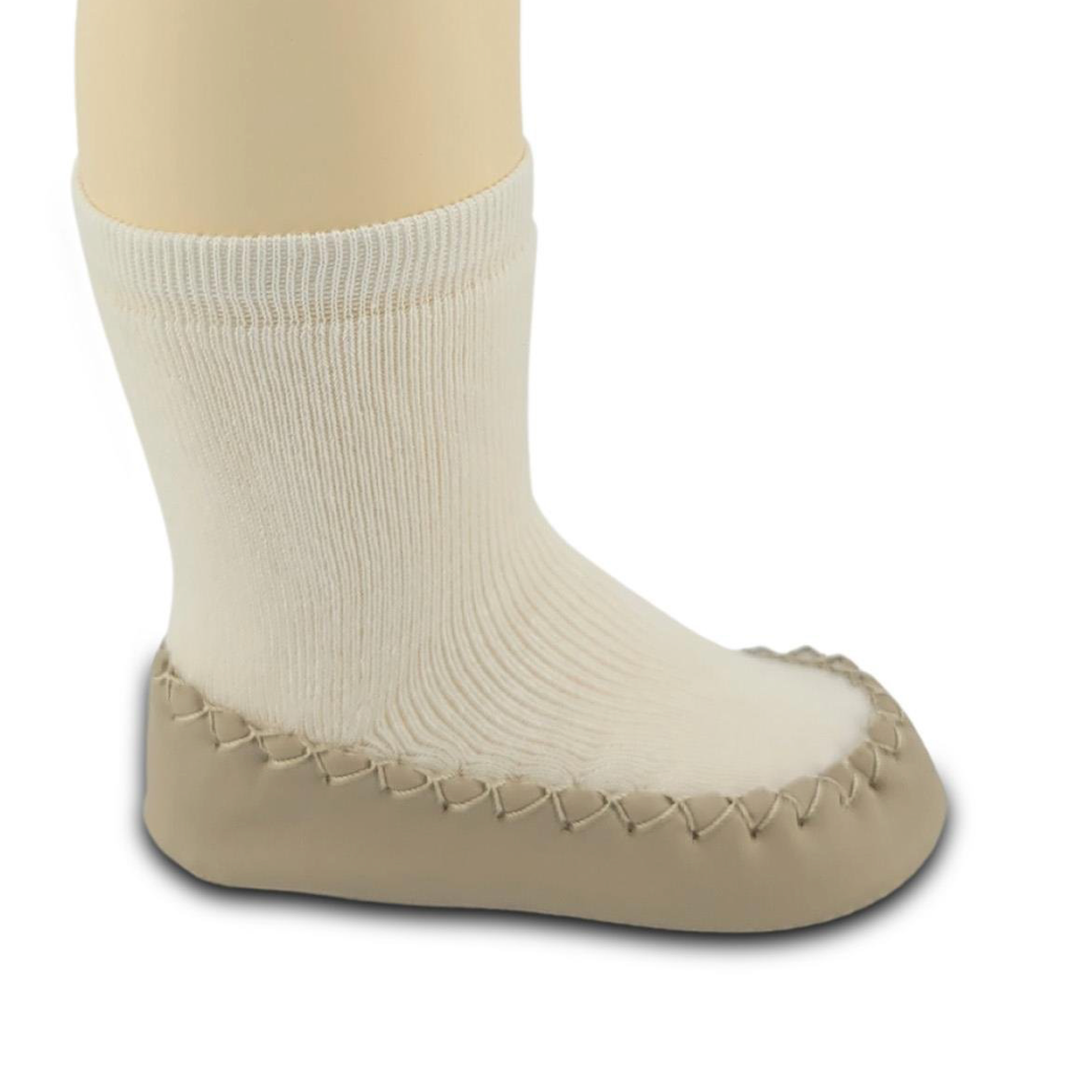 Chaussons-chaussettes antidérapants enfant – Coton souple – couleur Blanc – vue 2