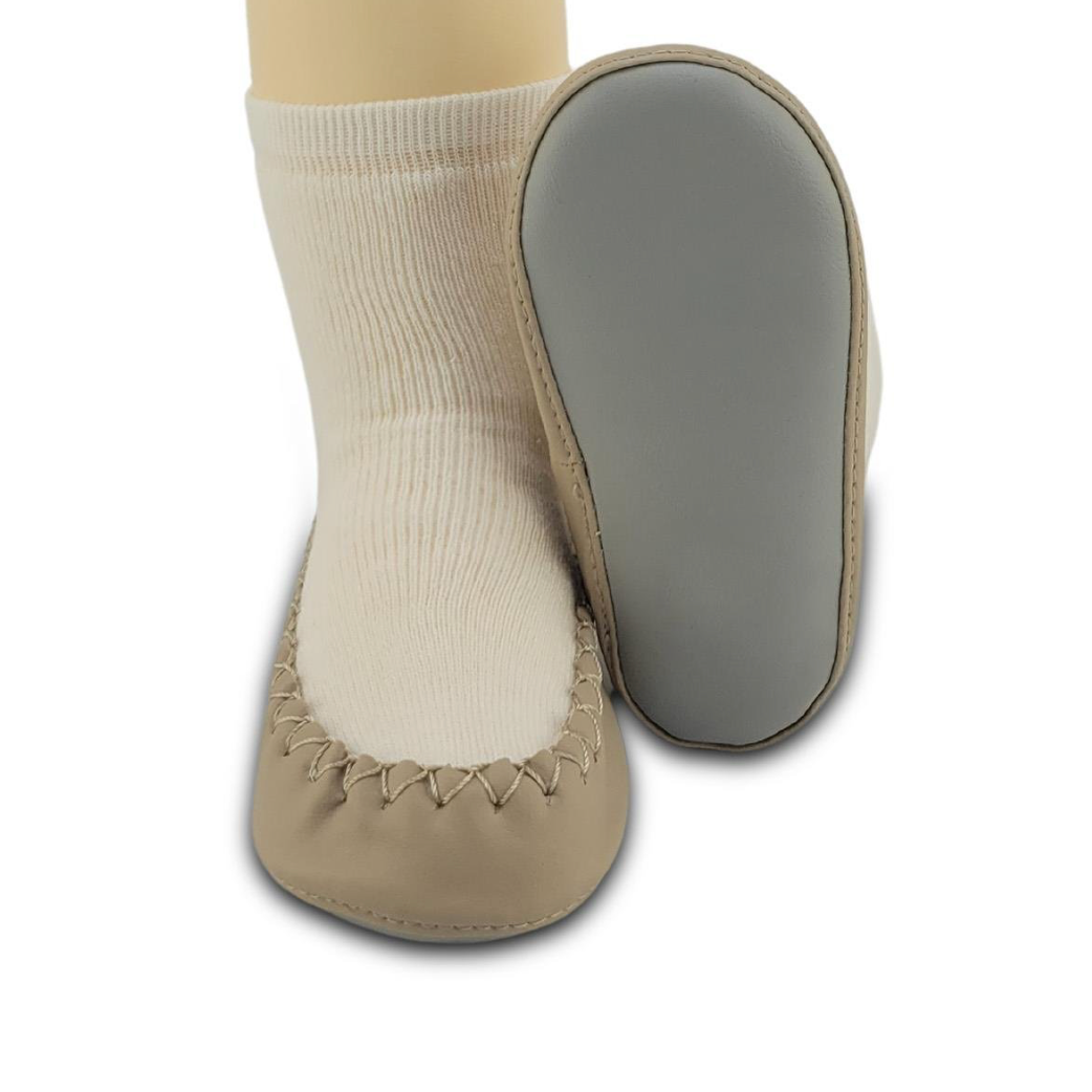 Chaussons-chaussettes antidérapants enfant – Coton souple – couleur Blanc – vue 3