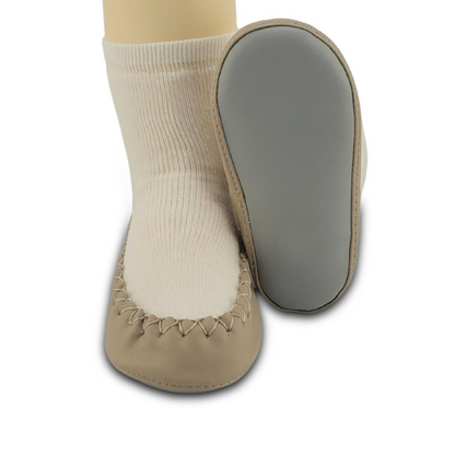 Chaussons-chaussettes antidérapants enfant – Coton souple – couleur Blanc – vue 3