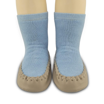 Chaussons-chaussettes antidérapants enfant – Coton souple – couleur Bleu – vue 1