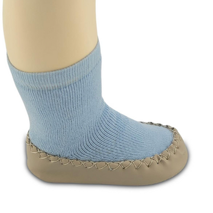 Chaussons-chaussettes antidérapants enfant – Coton souple – couleur Bleu – vue 2