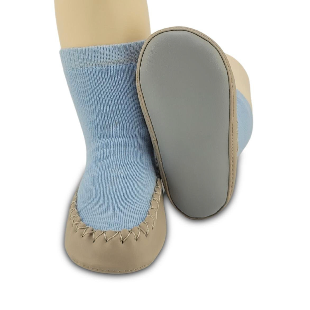 Chaussons-chaussettes antidérapants enfant – Coton souple – couleur Bleu – vue 3