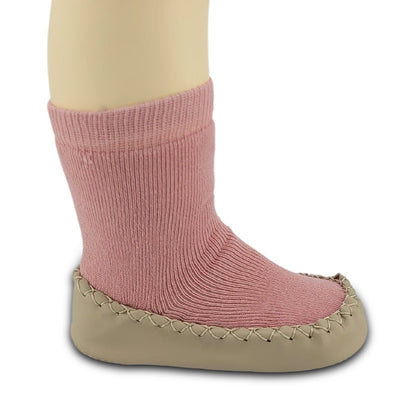 Chaussons-chaussettes antidérapants enfant – Coton souple – couleur Rose – vue 3