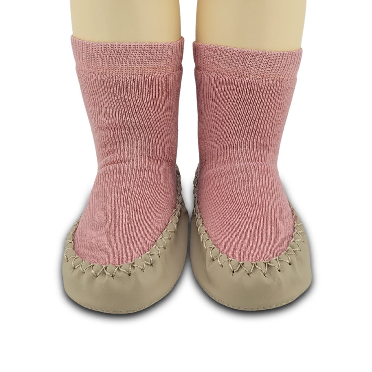 Chaussons-chaussettes antidérapants enfant – Coton souple – couleur Rose – vue 4