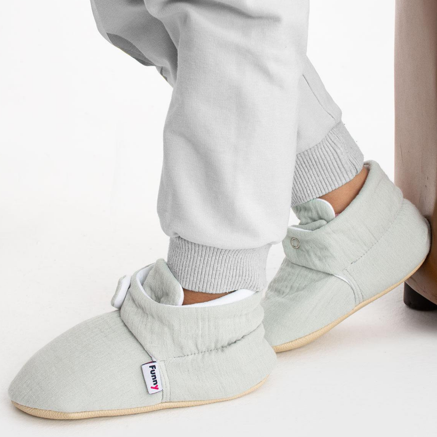 Chaussons physiologiques enfant – Coton – gris bouton – vue principale