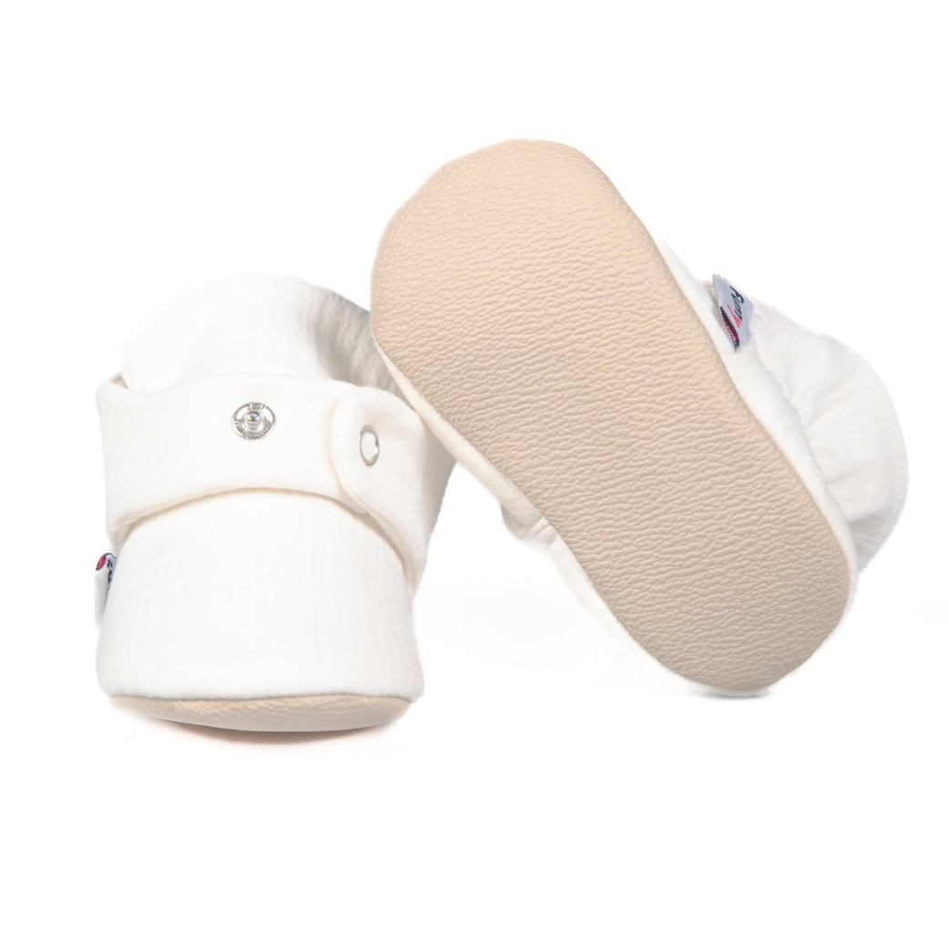 Chaussons physiologiques enfant en coton – Bouton ou velcro – couleur coton blanc bouton – vue 3
