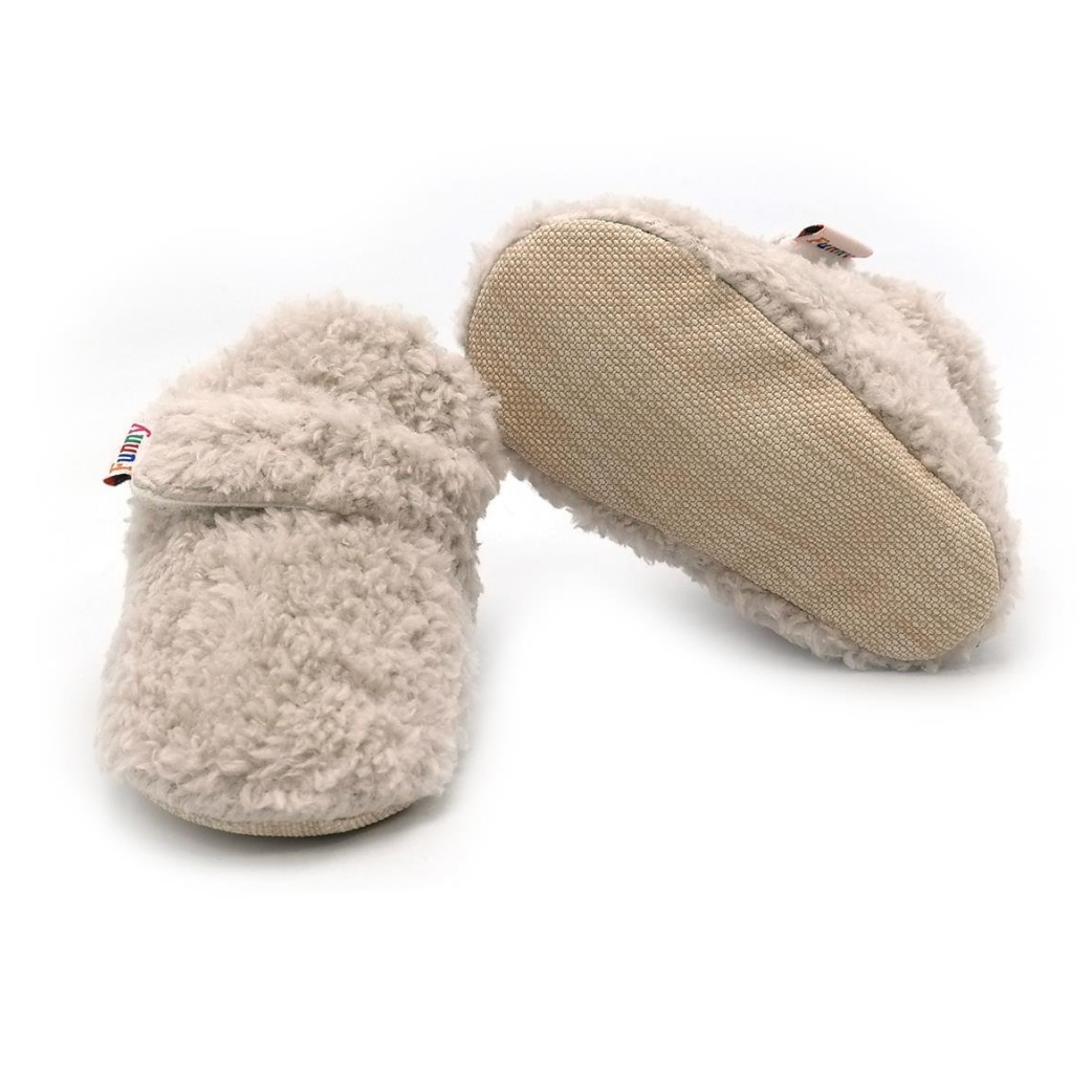 Chaussons physiologiques enfant Fluffy – couleur fluffy taupe velcro – vue 3