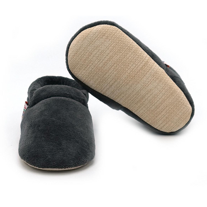 Chaussons physiologiques enfant en velours – Élastiqués – couleur velours anthracite élastique – vue 3