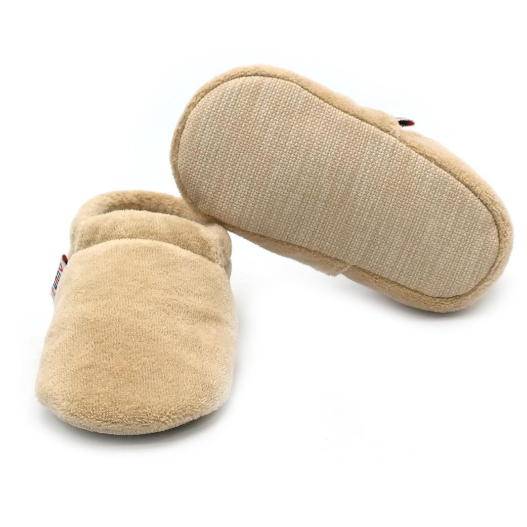 Chaussons physiologiques enfant en velours – Élastiqués – couleur velours beige élastique – vue 3