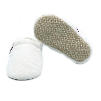 Chaussons physiologiques enfant en velours – Élastiqués – couleur velours blanc élastique – vue 2