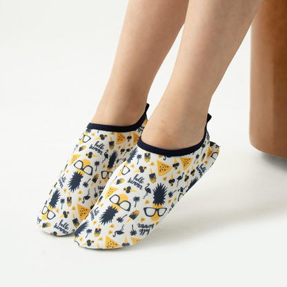 Chaussons de piscine enfant – Motifs animaux et aventure – couleur ananas – vue 2