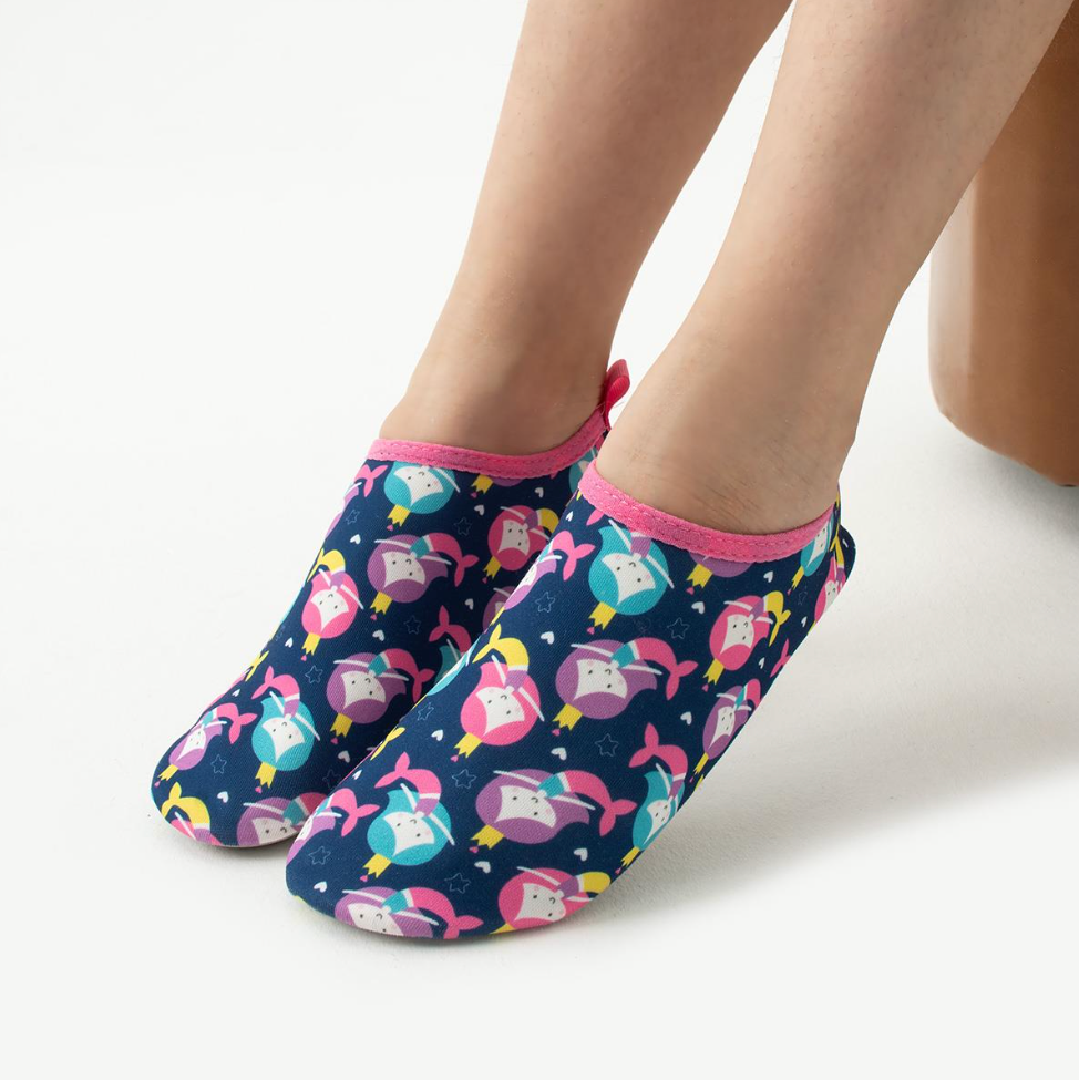 Chaussons de piscine enfant – Motifs licorne et été – couleur sirène – vue 1