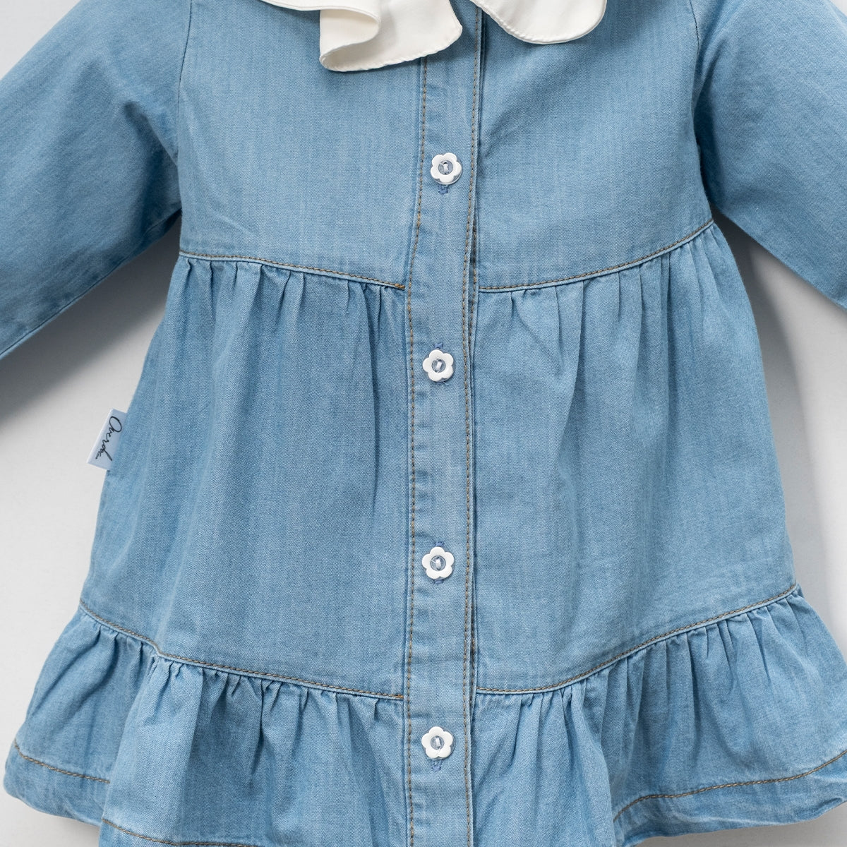 Robe fille coton à col brodé – Jean