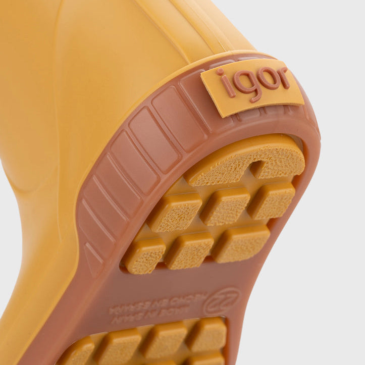 Bottes de pluie barefoot enfant IGOR PAU Amarillo – détail de la semelle