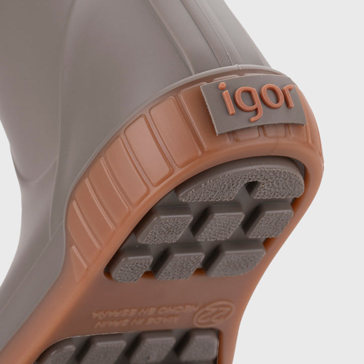Bottes de pluie barefoot enfant IGOR PAU Taupe – détail de la semelle