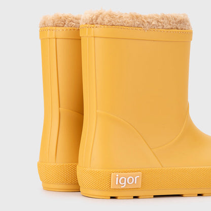 Bottes de pluie fourrées barefoot enfant IGOR Yogi Borreguito Amarillo – vue arrière