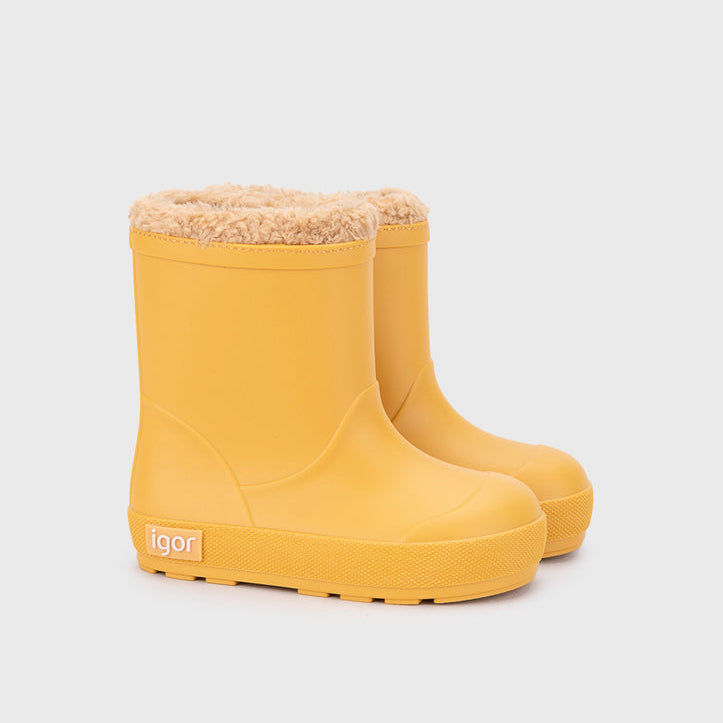 Bottes de pluie fourrées barefoot enfant IGOR Yogi Borreguito Amarillo – vue produit