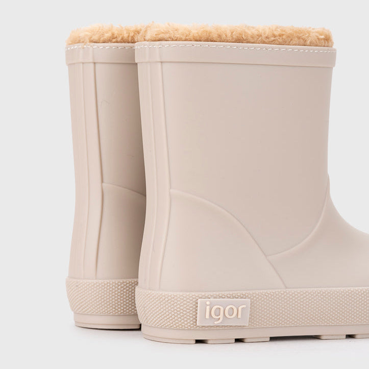 Bottes de pluie fourrées barefoot enfant IGOR Yogi Borreguito Beige – vue arrière