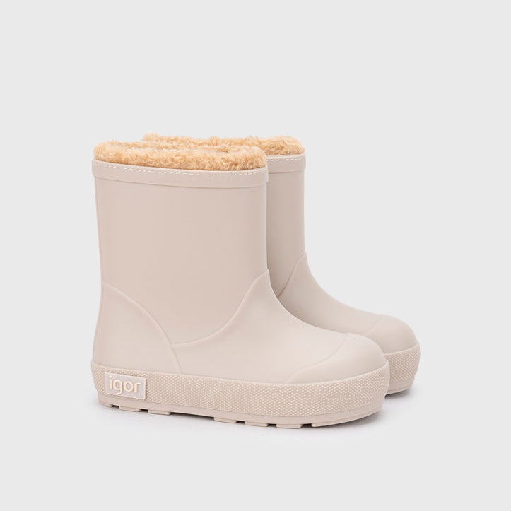 Bottes de pluie fourrées barefoot enfant IGOR Yogi Borreguito Beige – vue produit