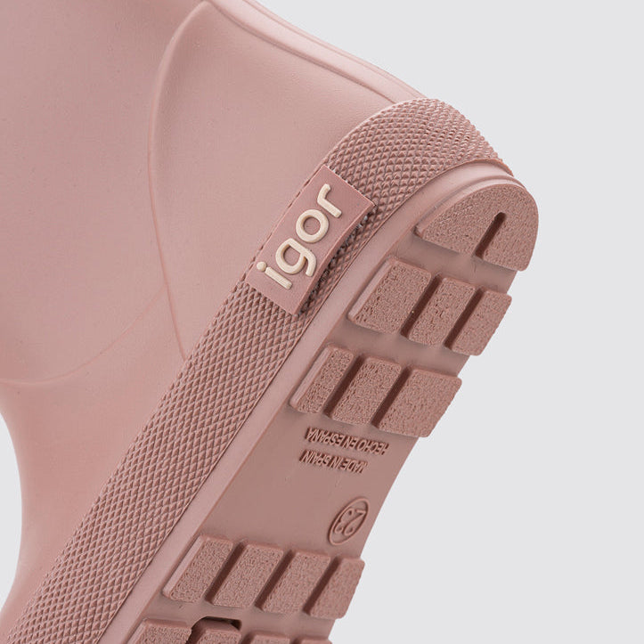 Bottes de pluie fourrées barefoot enfant IGOR Yogi Borreguito Rosa – détail de la semelle
