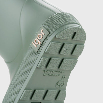 Bottes de pluie fourrées barefoot enfant IGOR Yogi Borreguito Verde – détail de la semelle