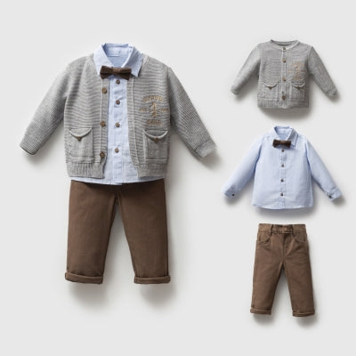 Ensemble garçon 3 pièces coton – Gilet, chemise et pantalon